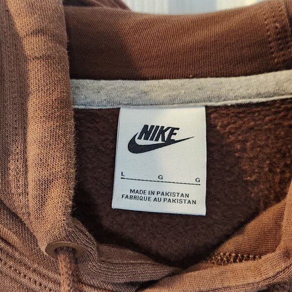 Nike Large Brown Pullover Hoodie with Embroidered Swoosh Logo - Picture 3 of 5